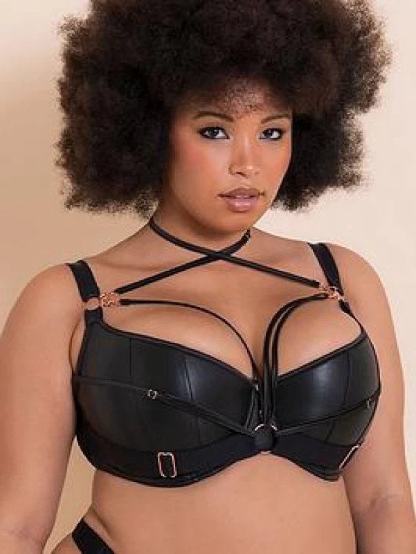 Image of Scantilly Womens Harnessed Padded Half Cup Bra in Black Size: 34G Black Female 34G