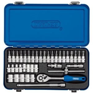 Image of Draper 1/4" Square Drive Metric Socket Set In Metal Case (38 Piece)