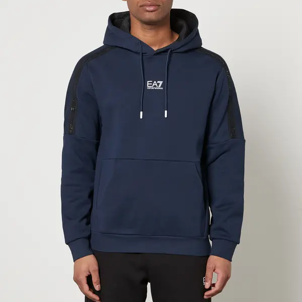 Image of EA7 Tape Logo Cotton-Blend Hoodie - M Multi Hoodies and Sweatshirts male 3DPM59-PJ07Z-1554 M
