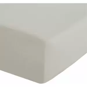 Image of Catherine Lansfield - Easy Iron Percale Extra Deep Fitted Sheet, Cream, Double