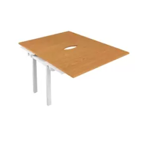 Image of Telescopic Sliding 2 Person Extension Bench with Cut Out and White Frame - 1600mm - Nova Oak