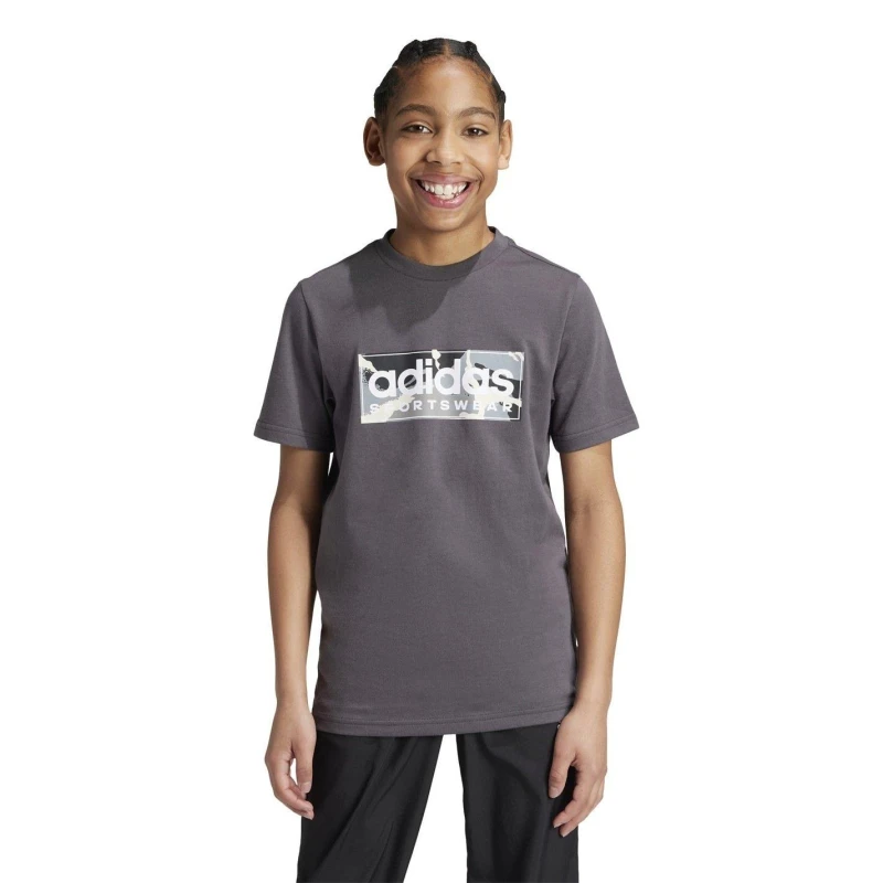Image of adidas Logo T Shirt Junior - Grey Grey 7 - 8 Years
