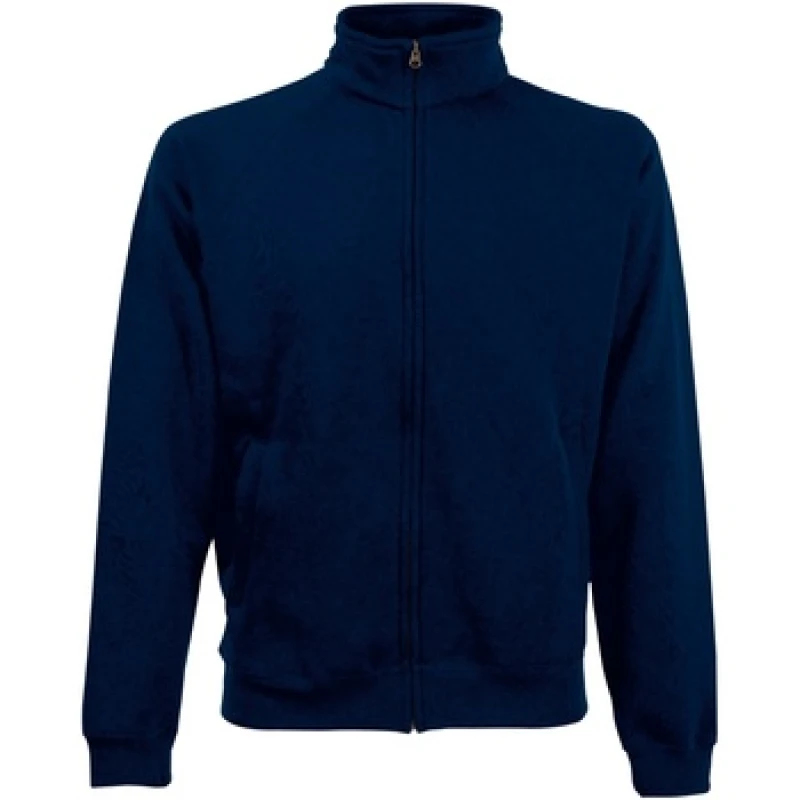 Image of Fruit Of The Loom Fruit of the Loom Men Premium 70 30 Zip Neck Sweatshirt in Mid Navy Size: Small Mid Navy S Male 5054171271979