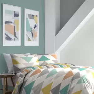 Image of Fusion Loxton Geometric Print Easy Care Reversible Duvet Cover Set, Multi, King
