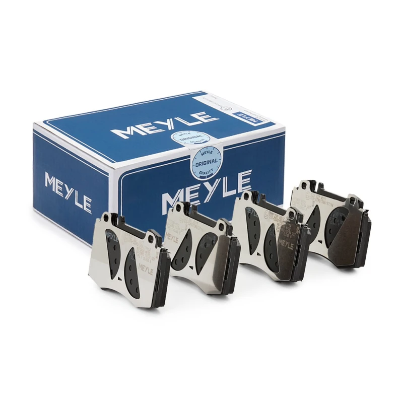 Image of MEYLE 025 237 4517 Brake pad set Front Axle, prepared for wear warning indicator, Original Quality, with anti-squeak plate Brake Pad Set,disc brake (