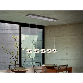 image of Schuller Lighting - Schuller Lipse - Integrated LED 5 Light Cluster Drop Bar Ceiling Pendant Chrome