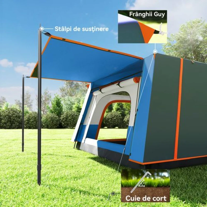 Image of Outsunny Outsunny 4-6 Man Camping Tent with 2 Bedroom, 3000mm Waterproof, Blue