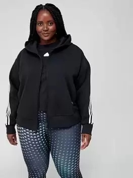 Image of adidas Sportswear Future Icons 3 Stripe Full Zip Hoodie - Plus Size - Black, Size 2X, Women