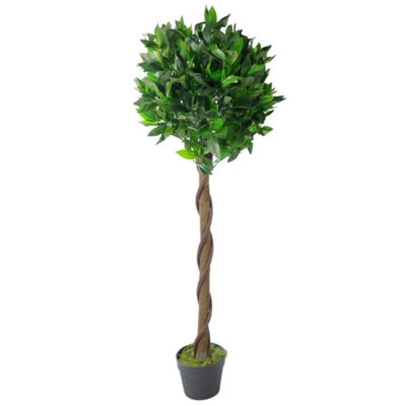 Image of Leaf 120cm Leaf Design UK Artificial Realistic Bay Laurel Topiary Ball Tree Green