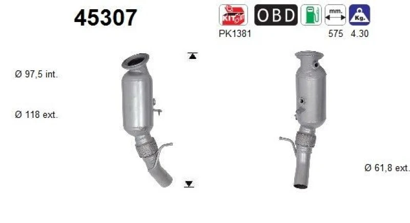 Image of AS Catalytic converter AS 45307