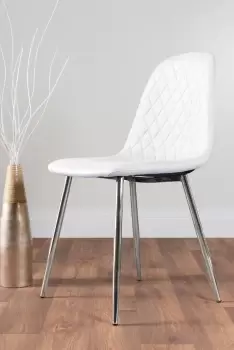 Image of 2x Corona Silver Leg Faux Leather Dining Chair