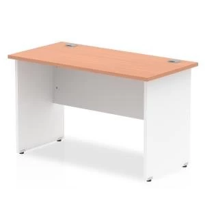 image of Trexus Desk Rectangle Panel End 1200x600mm Beech Top White Panels Ref