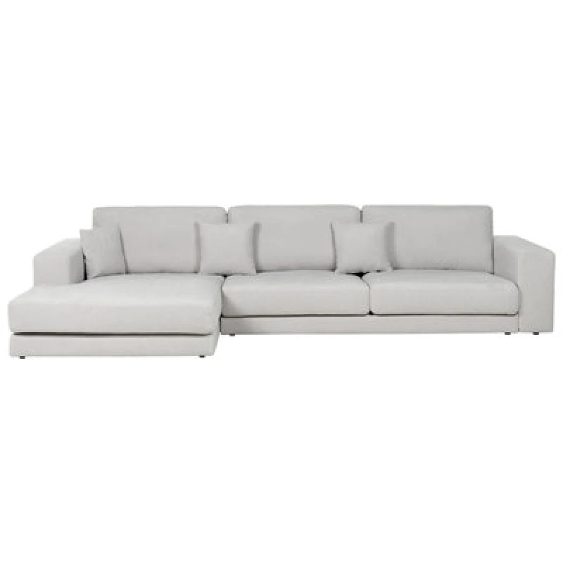 Image of Beliani Corner Sofa 4 Seater Lofoten Fabric Light Grey Right Hand
