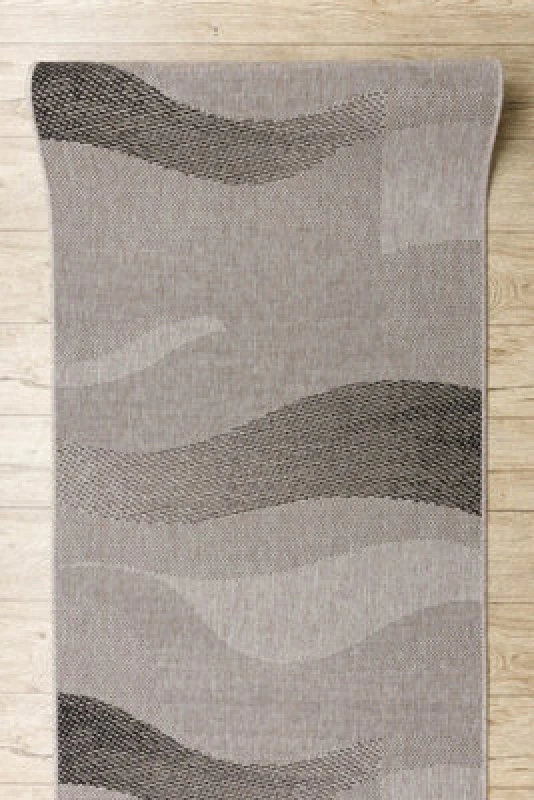 Image of RugsX Runner Sizal Floorlux Design 20212 Silver / Black 100 Cm 100X100 Cm