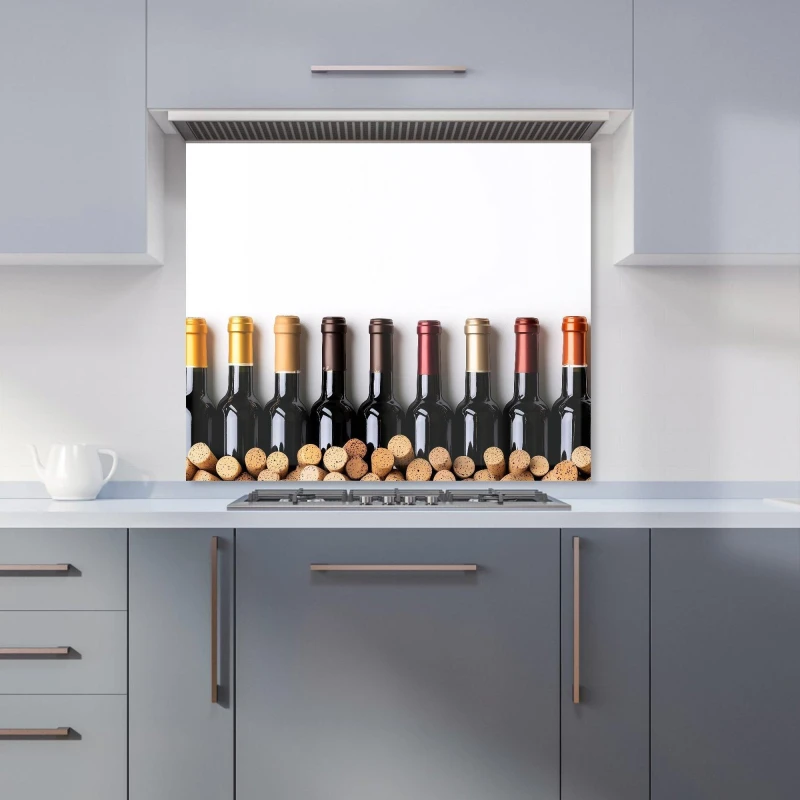 Image of Warren Reed - Designer Wine Bottles in Harmony Kitchen Splashback Size: 600mm x 750mm Multicolor Unisex 600mm x 750mm