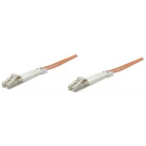 Image of Intellinet Fibre Optic Patch Cable Duplex Multimode LC/LC 62.5/125 m OM1 20m LSZH Orange Fiber Lifetime Warranty