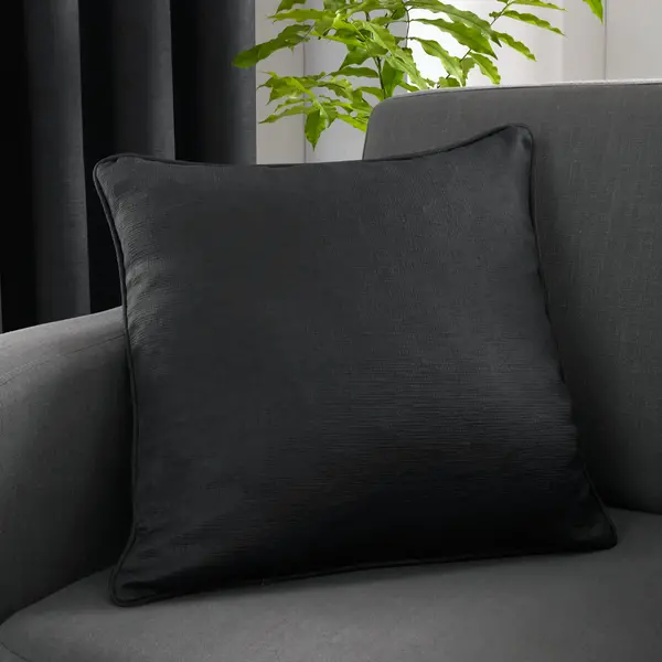 image of Fusion Strata Woven Cushion Black