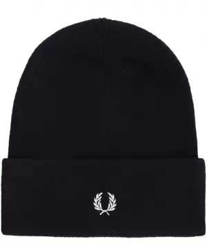 Image of Fred Perry Merino Wool Beanie, Black, Men