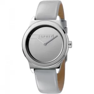 image of Esprit Magnolia Womens Watch featuring a Light Grey Patent Leather Strap and Silver Mirror Dial