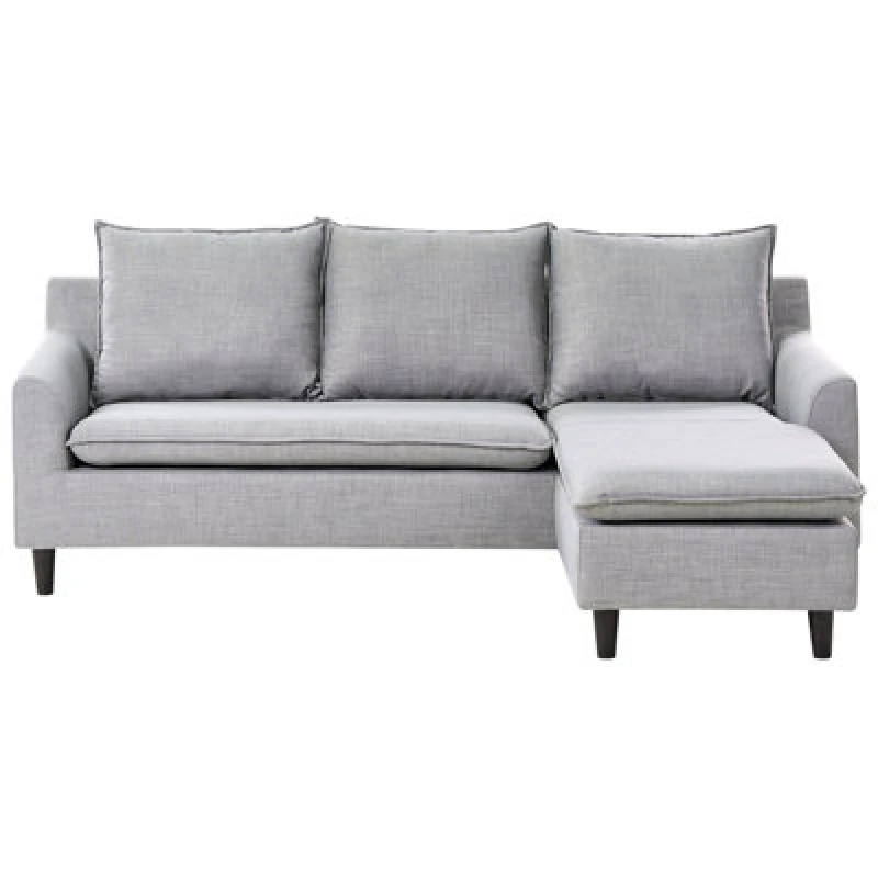Image of Beliani Corner Sofa 3 Seater Elvenes Fabric Light Grey Left Hand