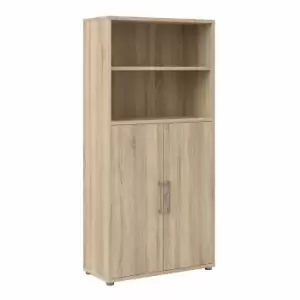 image of Prima Bookcase with 4 Shelves and 2 Doors, Oak