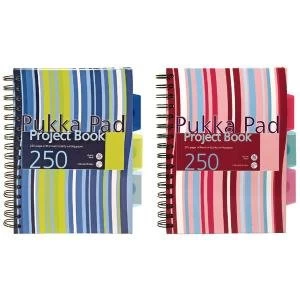 Image of Pukka Pad Stripes Wirebound Hardback Project Notebook 250 Pages A5
