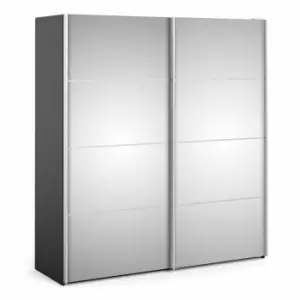 Image of Verona Sliding Wardrobe 180Cm In Black Matt With Mirror Doors With 5 Shelves
