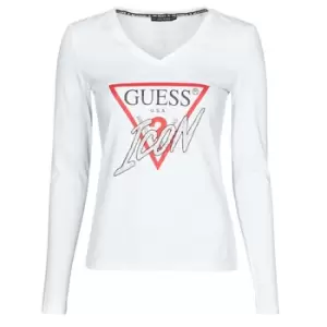 Guess LS VN ICON TEE womens in White. Sizes available:S,M