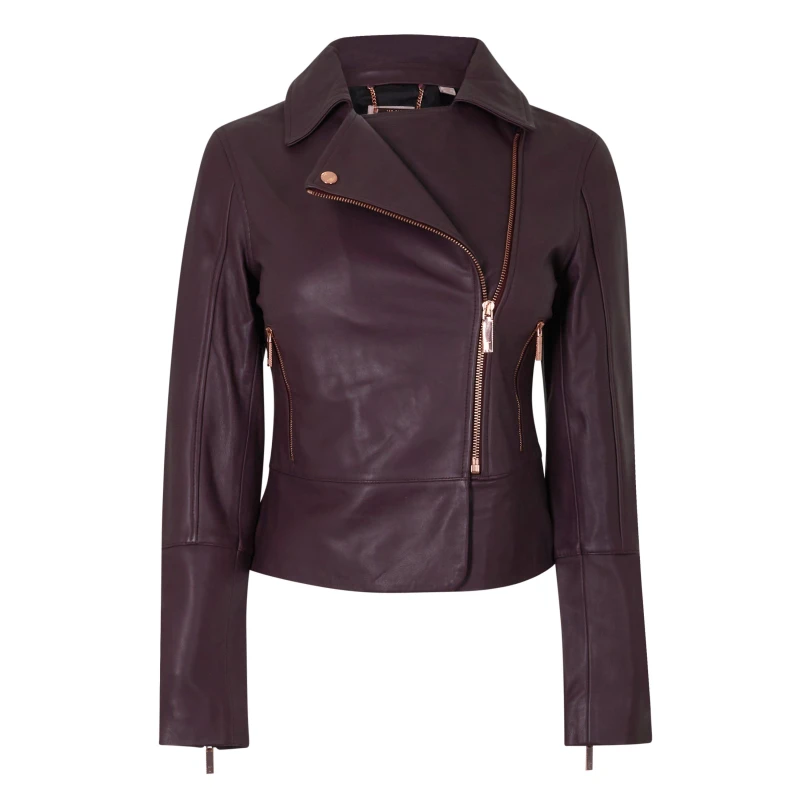 Image of Ted Baker Lizia Minimal Biker Jacket - Purple Purple 6
