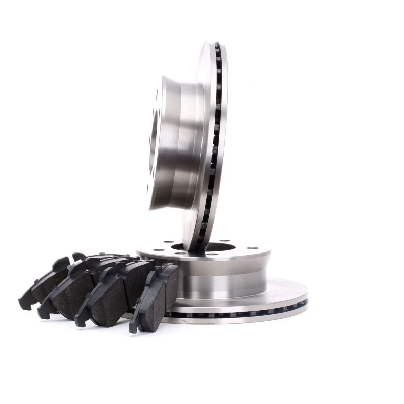 Image of RIDEX 3405B0159 Brake disc and pads set Front Axle, Brake Disc Type: Vented, incl. wear warning contact Brake Set,disc brakes (3405)