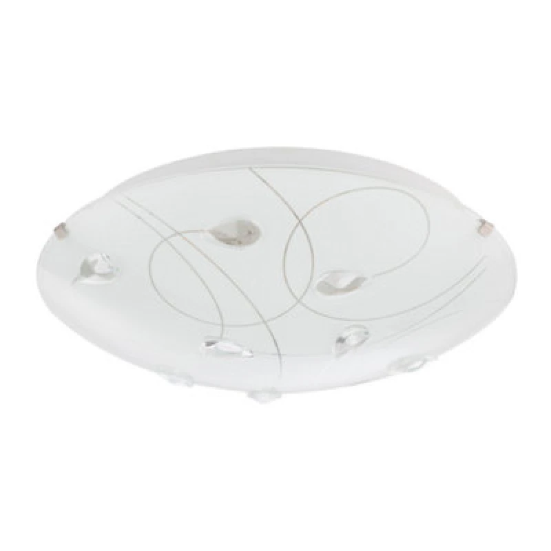 Image of Happy Homewares Traditional Classic Opal White Glass Flush Ceiling Light With Crystal Drops