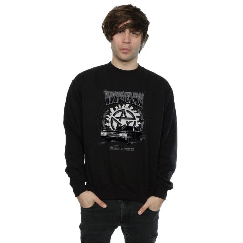 Image of Supernatural Supernatural Men Winchester Bros Sweatshirt in Black Size: Small Black S Male 5057245669795