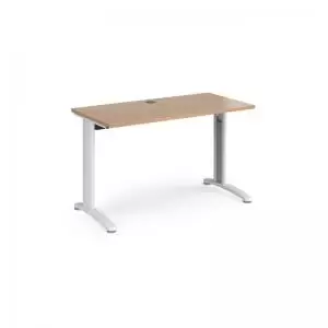 image of TR10 straight desk 1200mm x 600mm - white frame and beech top