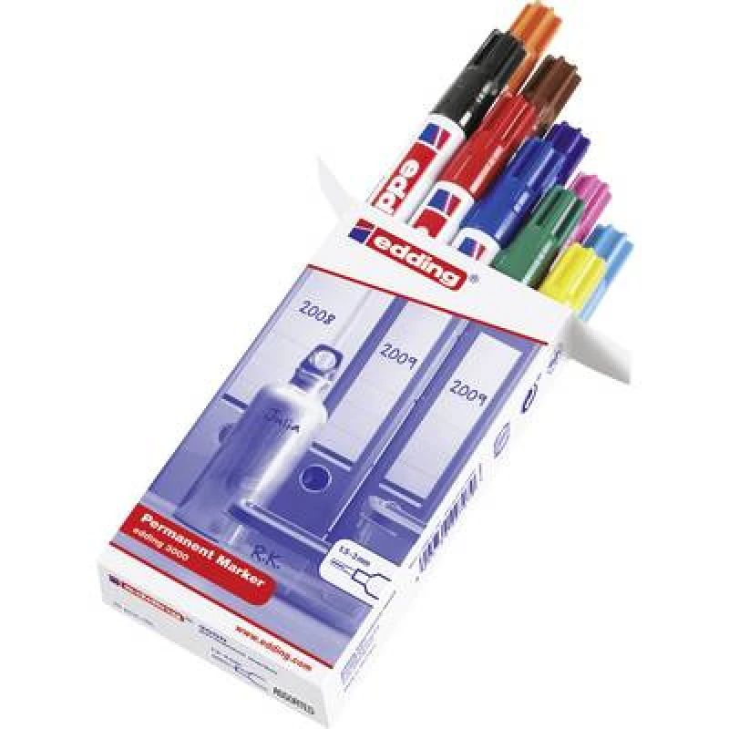 Image of Edding Edding 3000 4-3000-999 Permanent marker Black, Red, Dark blue, Dark green, Yellow, Light blue, Rose, Brown, Orange, Violet waterproof: Yes 4-30