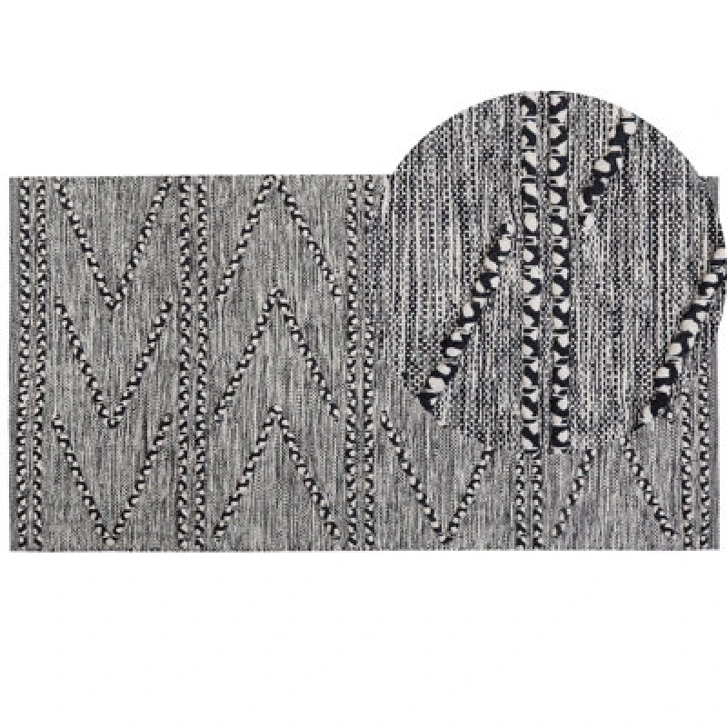 Image of Beliani Rug Termal Black 80 X 150 Cm Cotton