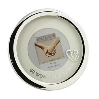 image of 3" x 3" - Silver Plated Round Photo Frame - 60th Anniversary