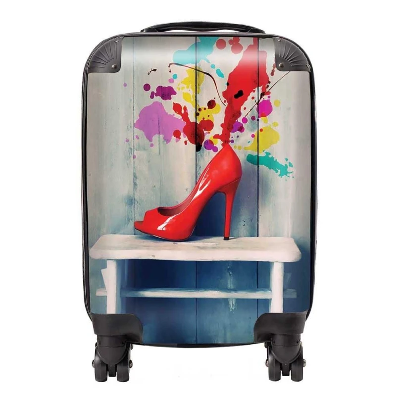 Image of Warren Reed - Designer Retro Red Shoes Suitcase Size: Medium Red Unisex Medium