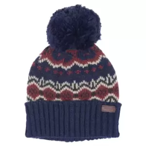Image of Barbour Mens Case Fairisle Beanie Navy/Cordovan One Size