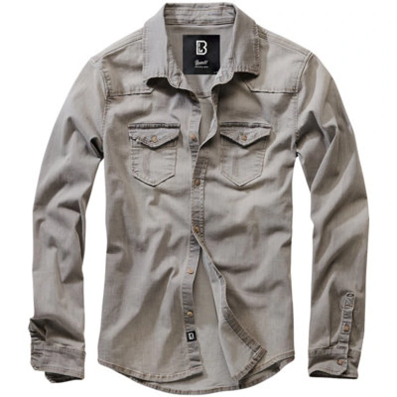 Image of Brandit Riley Denim Shirt Grey Denim Size Large
