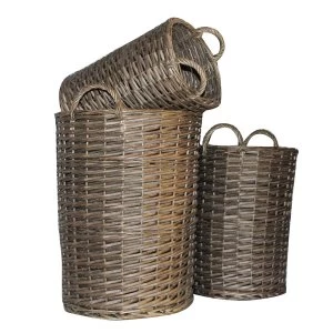 Image of Charles Bentley Willow Wicker Round Storage Basket - Brown