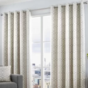 image of Curtina Camberwell Silver Eyelet Curtains Silver