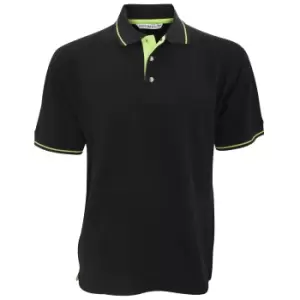 Image of Kustom Kit Mens St. Mellion Mens Short Sleeve Polo Shirt (2XL) (Black/Lime)