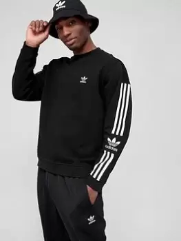 Image of adidas Originals Lock Up Crew Sweat Top - Black, Size S, Men