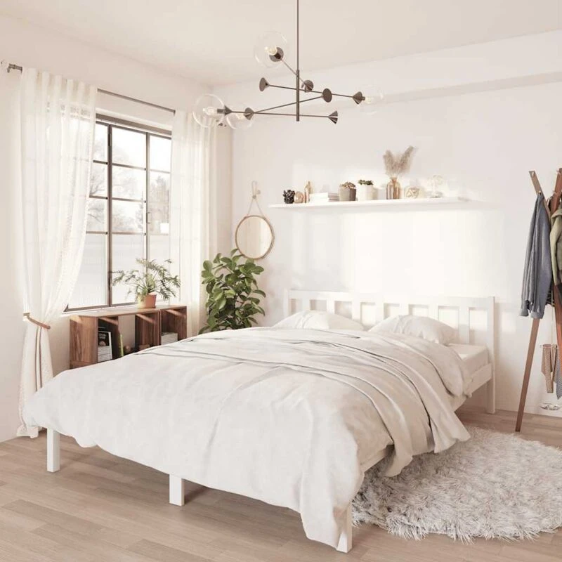 Image of VIDAXL 810093 Bed Frame without Mattress White Solid Wood 160x200cm vidaXL 8720286671702