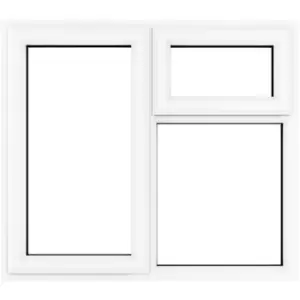 image of Crystal Casement uPVC Window Left Hand Opening Next To a Top Opener 1190mm x 1040mm Clear Double Glazing in White