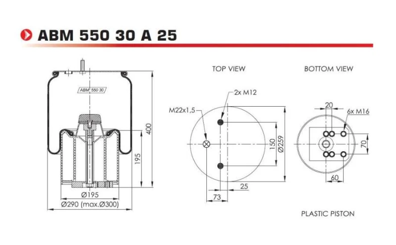 Image of NEOTEC ABM55030A25 Boot, air suspension Boot,air suspension (324)