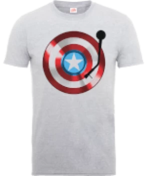 Image of Marvel Avengers Assemble Captain America Record Shield T-Shirt - Grey - L