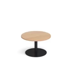 Image of Monza circular coffee table with flat round Black base 800mm - beech