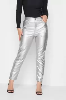 Image of Petite Metallic Straight Leg Trousers
