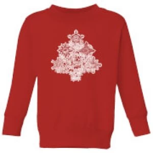 image of Marvel Shields Snowflakes Kids Christmas Sweatshirt - Red - 11-12 Years